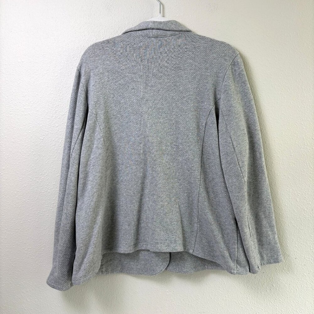 Susan Graver Weekend Heathered Twill Terry Blazer Size XL Gray Pockets A634075 - Picture 4 of 12